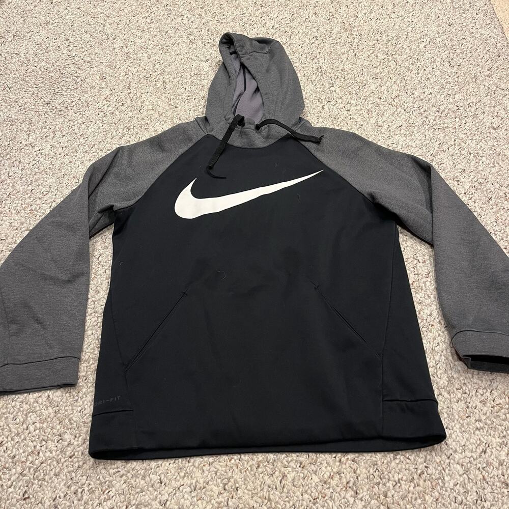 Nike Dri Fit Pullover Hoodie Sweatshirt Sz M Swoosh Logo Athleisure Workout